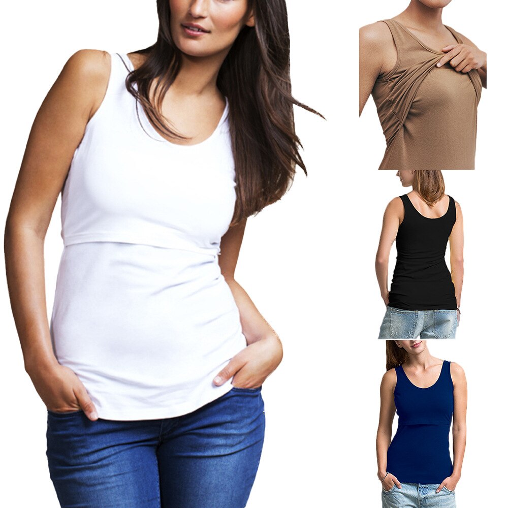 Summer Nursing Tops Plus Size Maternity Mom Breast Feeding Sleeveless Clothing Pregnant Women Tanks Pregnancy Camis Clothes