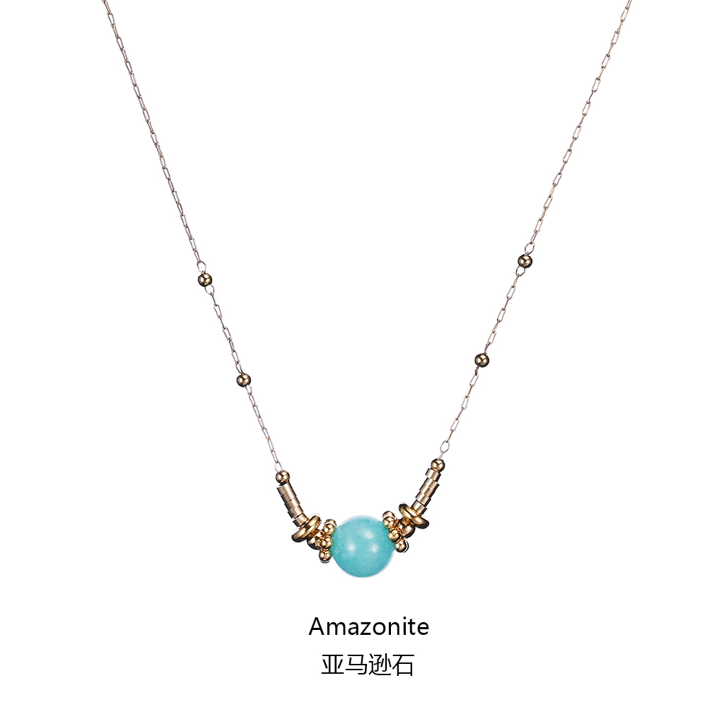 Geschikt Voor Het Dragen Van Meisje Klassieke Franse Stijl Alle Seizoenen Fijne Handgemaakte Kralen Lapis Lazuli Waterdichte Duurzame Stalen Kettingen: Roest Rood