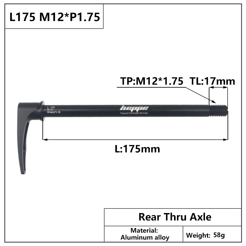 HEPPE MTB Road Bike Thru Axle Front Fork Shaft Skewer 12x100 12x110 Rear Thru Axle 12x142 12x148 Quick Release M12xP1.0/1.5/1.75: Dark Grey