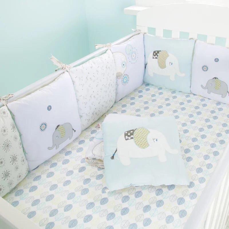 6 Teile/satz Baby Bett Protector Krippe Stoßfänger Pads Baby Bett Stoßstange Kinder Sicherheit Bett um Baumwolle Mischung Baby Bett Anti-kollision Stoßstange