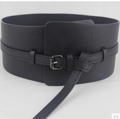 Punk Dual-Gebruik Ultra Brede Zoeksysteem Gebogen Buikband Vrouwen Brede Riem Cumberbanden riemen: black color