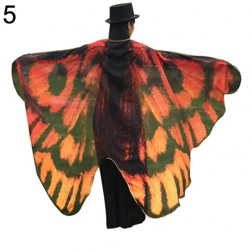 Butterfly Wing Polyester Beach Towel Cape Scarf Women Christmas Halloween Summer Printed Towel Lady Clothes: Orange Red
