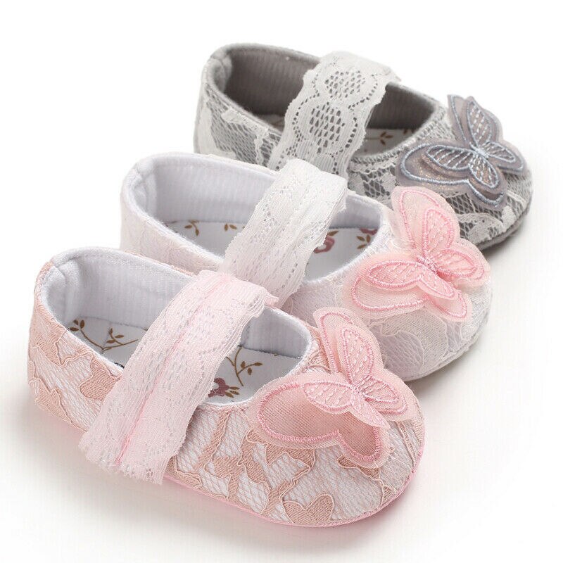 Baby Pasgeboren Baby Meisje Boog Crib Schoenen Soft Sole Prewalker Anti-slip Kinderwagen Sneakers Ademend Kant Boog Roze Eerste wandelaars Baby