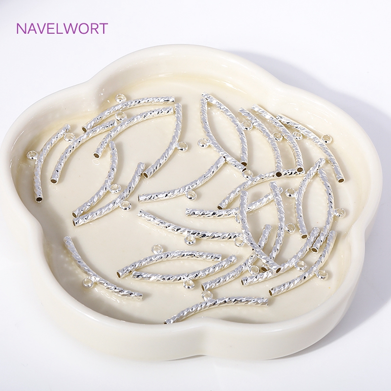 2mm*25mm 18K Gold Plated Corrugated Curved Long Tube Beads Connectors Bails For DIY Jewelry Making Bracelet Necklace Accessories
