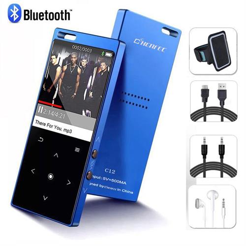 Mp4 -afspiller bluetooth 4.1 indbyggede højttaler touch-knap  mp3 mp4 musikafspiller med fm-radio, optager, understøtter sd-kort op  to 128gb: Blå / 8gb