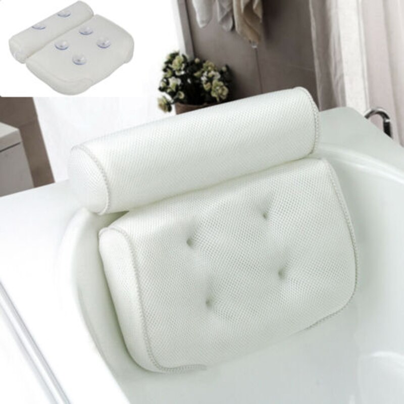 Cojín de baño SPA, suave, grueso, reposacabezas, almohada para bañera con respaldo, ventosa para cuello, cojín, accesorios de baño, suministros