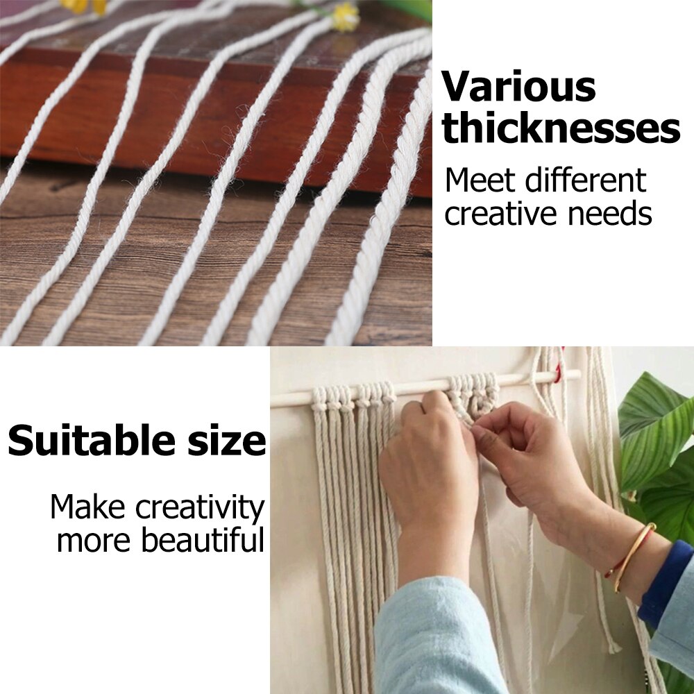 Cotton Cord Macrame Cotton Cord 2mm x 200m for Wall Hanging Dream Catcher For Wall Hangings Plant Hangers Wall Art Homewares