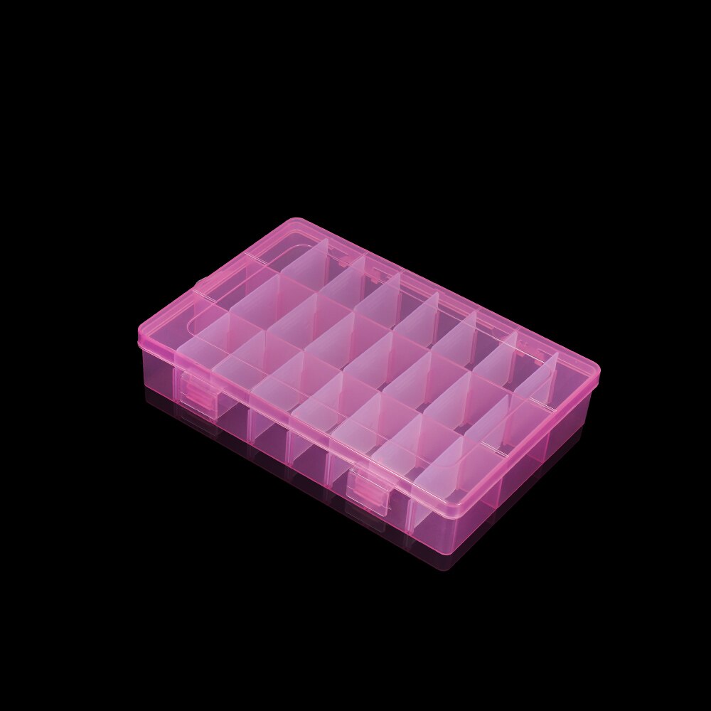 24 Grids Adjustable Plastic Jewelry Beads Accessories Storage Boxs Case Jewelry Display Beads Earring Making Organizer Container: Pink