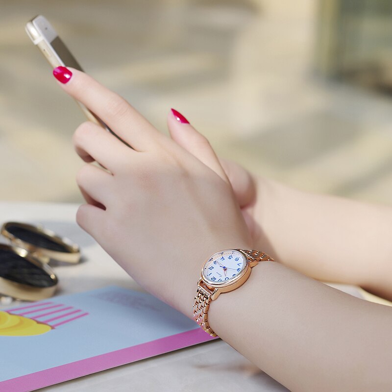 KIMIO Women Bracelet Watches Luxury Fine Stainless Steel Ladies Watch Rose Gold Color Dress Wristwatch With Box