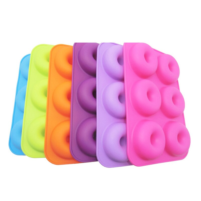 6 Hole Donut Cake Mold Food Grade Silicone Mini Chocolate Cake Bread Mold Eco-friendly Household Kitchen Oven Baking Pastry Tool