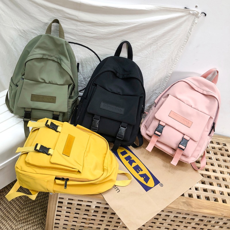 Backpack Women Backpack Women Shoulder Bag solid color School Bag For Teenage Girl Children Backpacks Travel Bag