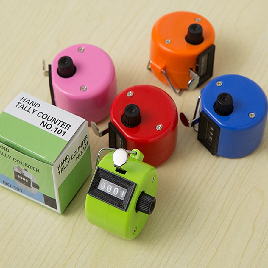 4 Digit Number Counters Metal Shell Hand Finger Display Manual Counting Tally Clicker Color Shell Timer Soccer Golf Counter