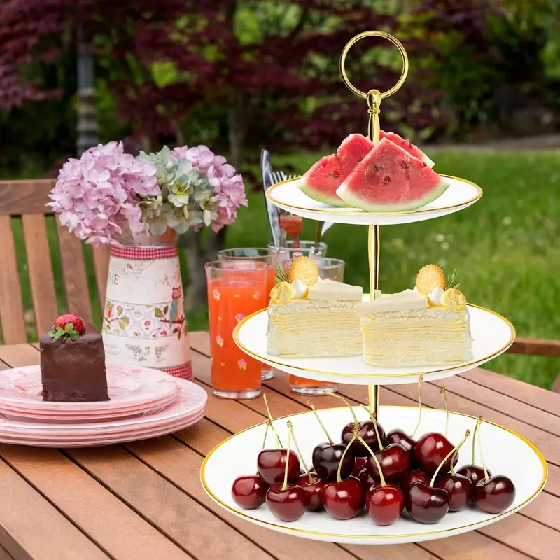 3-laags rond rek dessertbord taart displaystandaard fruitschaal lade verjaardagsfeestje dessert bruiloft drielaags taarttelling