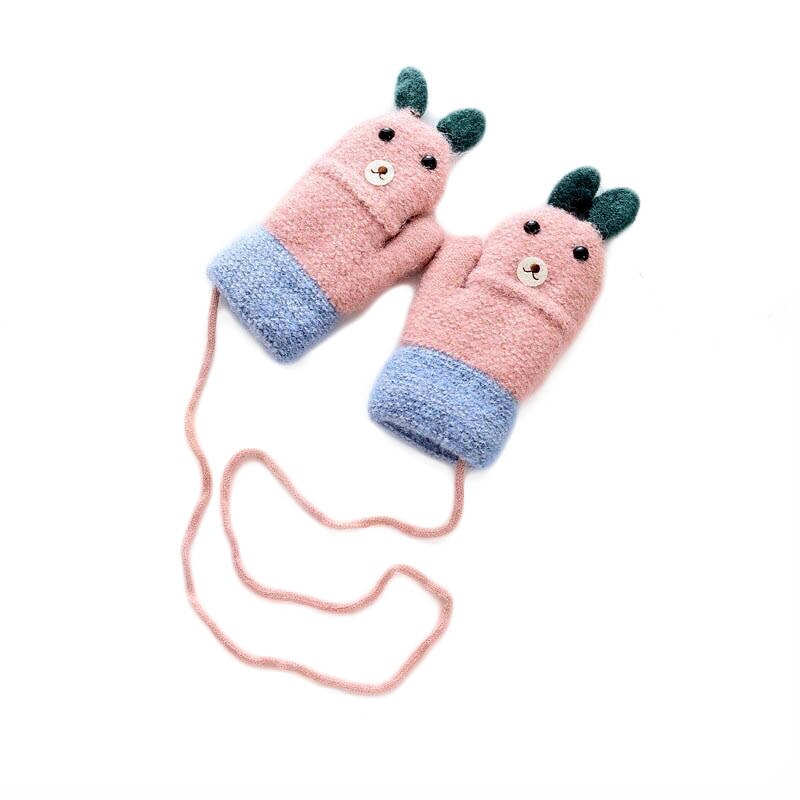 Para 2-4y alta qualidade winte bebê crianças luvas de malha inverno caixa coelho pacote das crianças dedos luvas quentes 2018