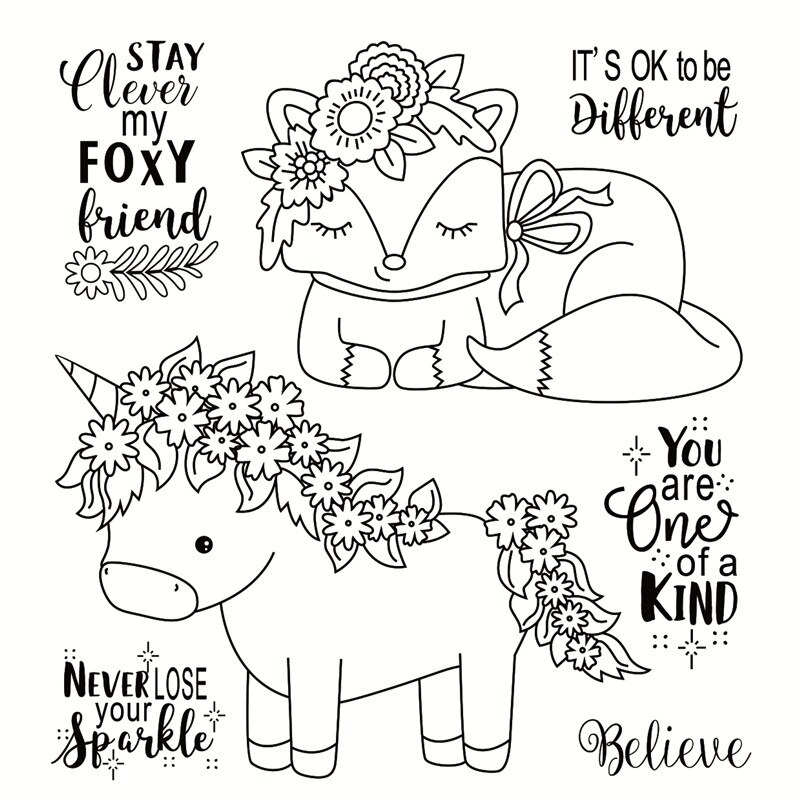 Transparent Silicone Clear Rubber Stamp Sheet Cling Scrapbooking DIY Cute Pattern Photo Album Paper Card Decor unicorn