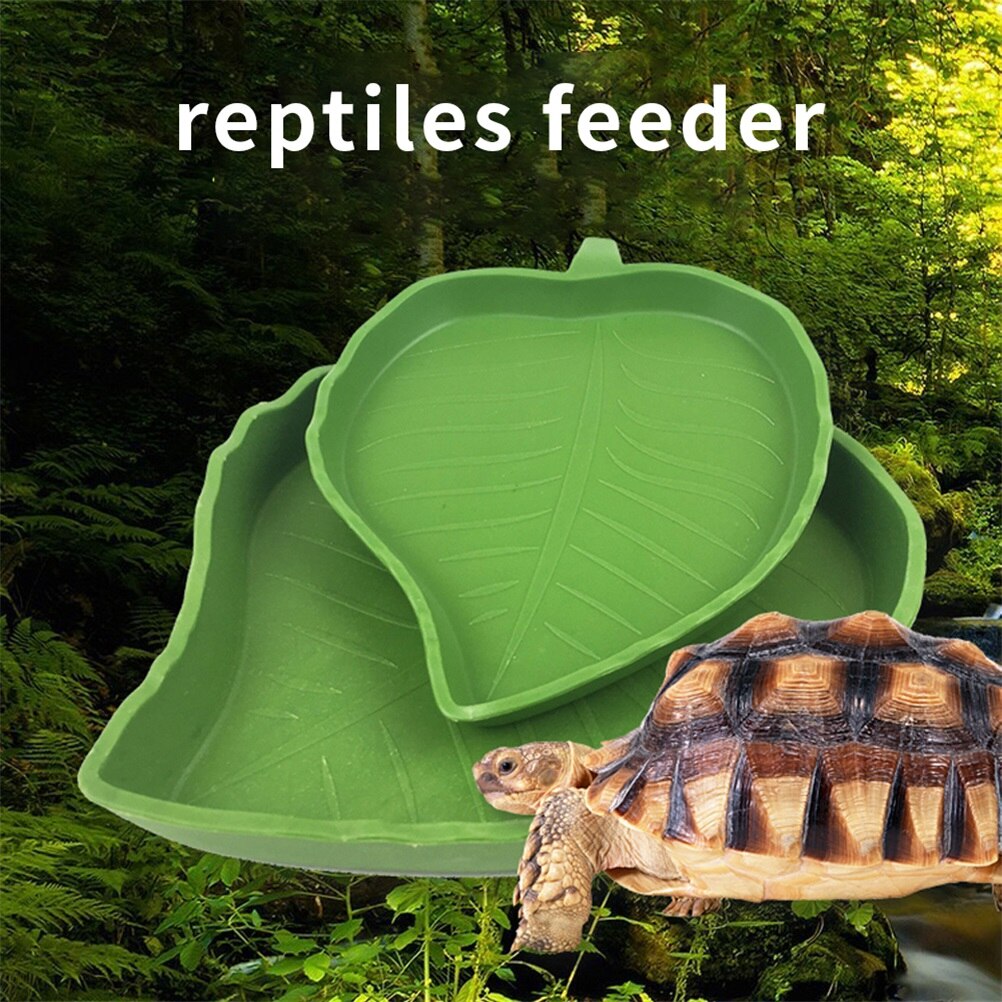 2 st amfibier reptiler matare skål bladform reptil terrarium utfodringsbassäng sköldpadda ödla skål vatten fontän för sköldpaddor