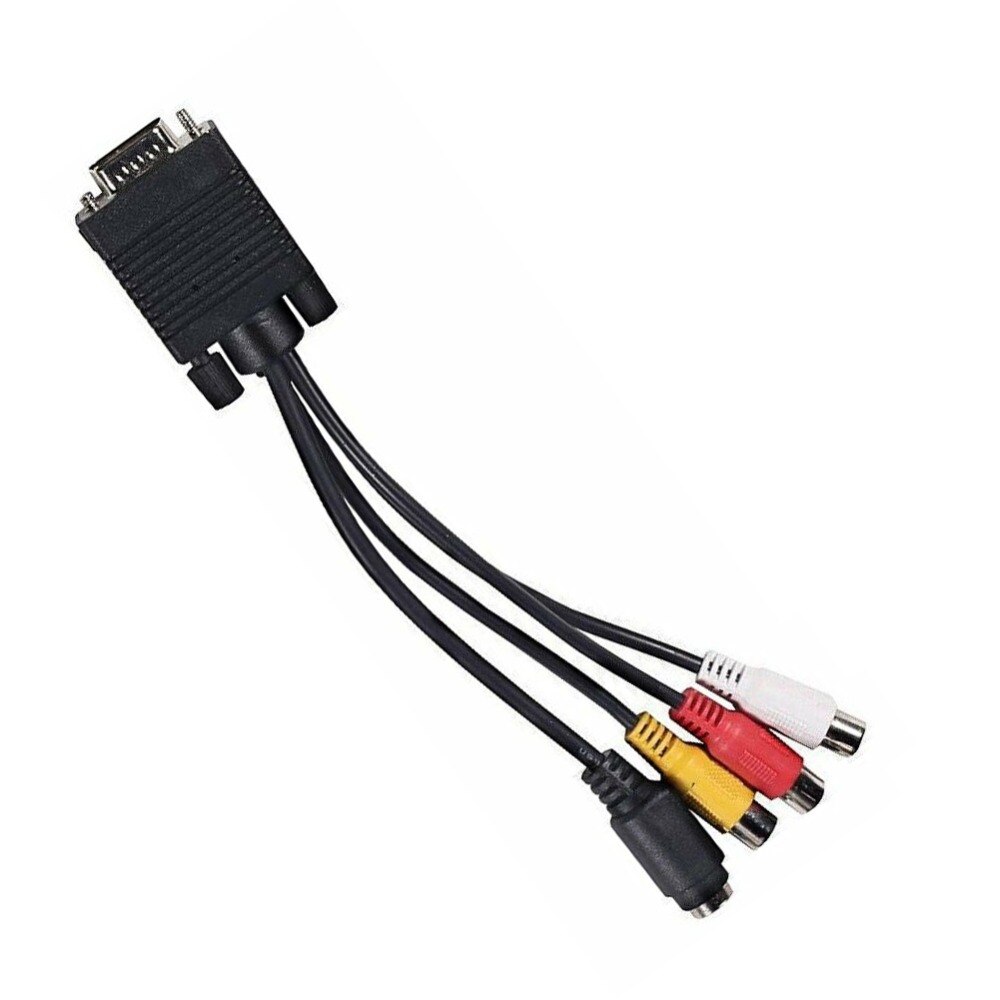 VGA macho a s-video 3 RCA Jack hembra compuesto AV salida de TV Adaptador convertidor Cable de vídeo para ordenador portátil PC HDTV