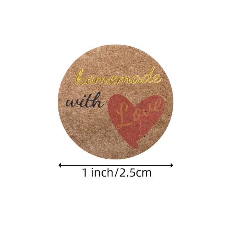 Round Adhesive Stickers Seal Packing Homemade with Love Lables Boutiques Business Boxes Envelope Bags Decoration