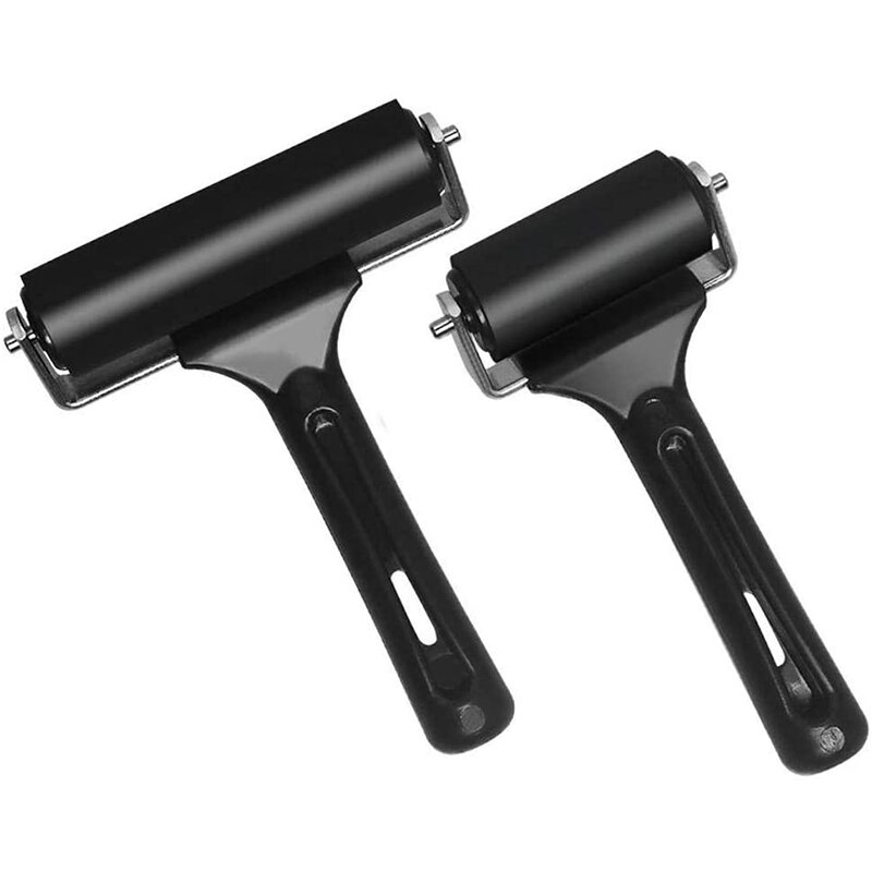 Rubber Roller, Set of 2 (6 & 10cm), Ink Brayer Roller perfect for Printmaking, Wallpapers, Block Printing Stamping: Default Title