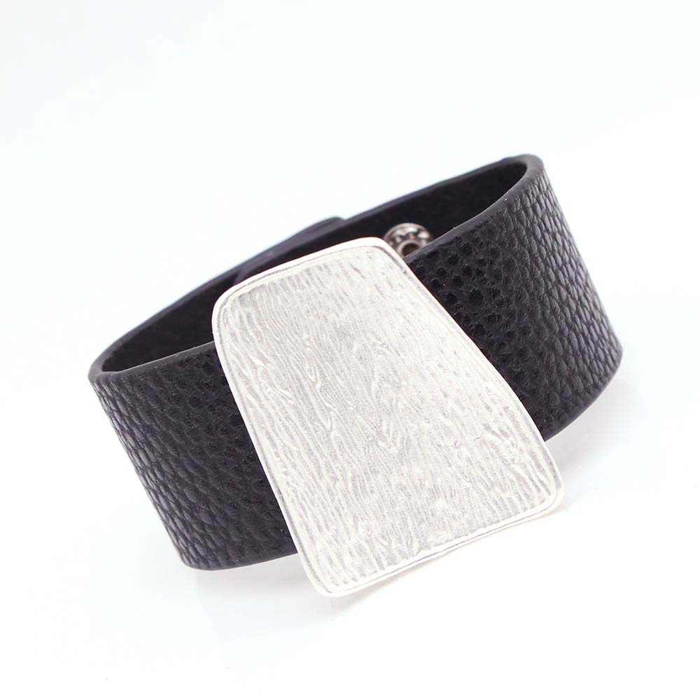 Charm Zwart Lederen Armband Voor Vrouwen Femme Cool Sluiting Polsband Armbanden Armbanden: 3