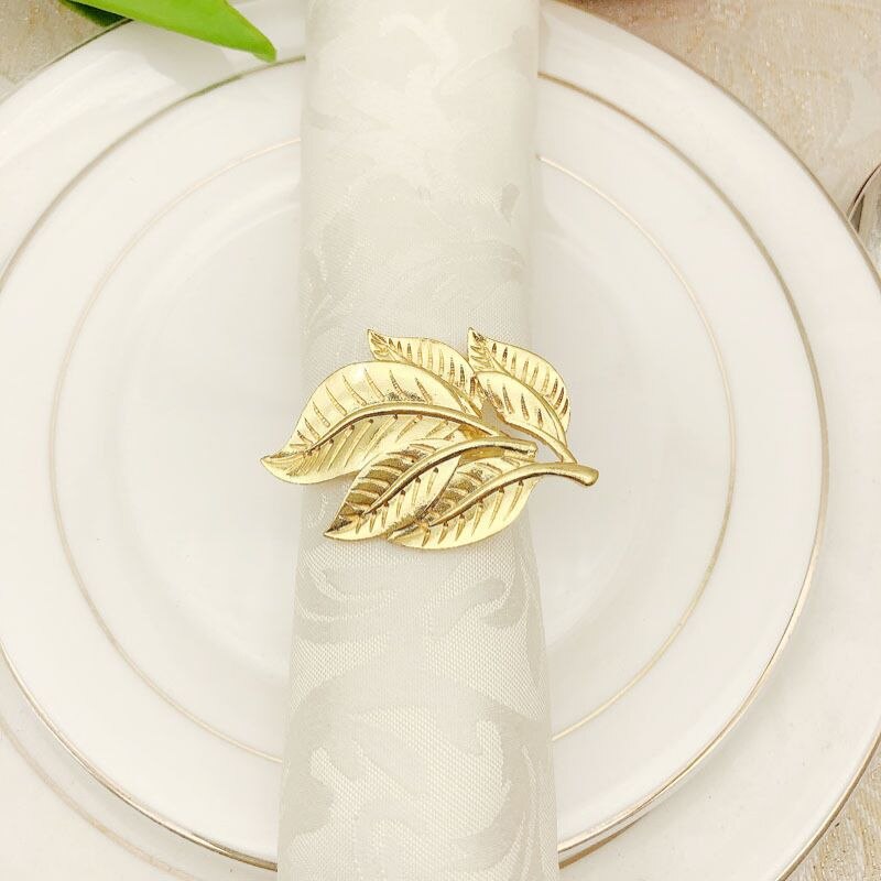12pcs/set Metal Tree Leaf Napkin Rings Napkin Holder Napkin Button Napkin Buckle Wedding Party Table Decoration And Accessories