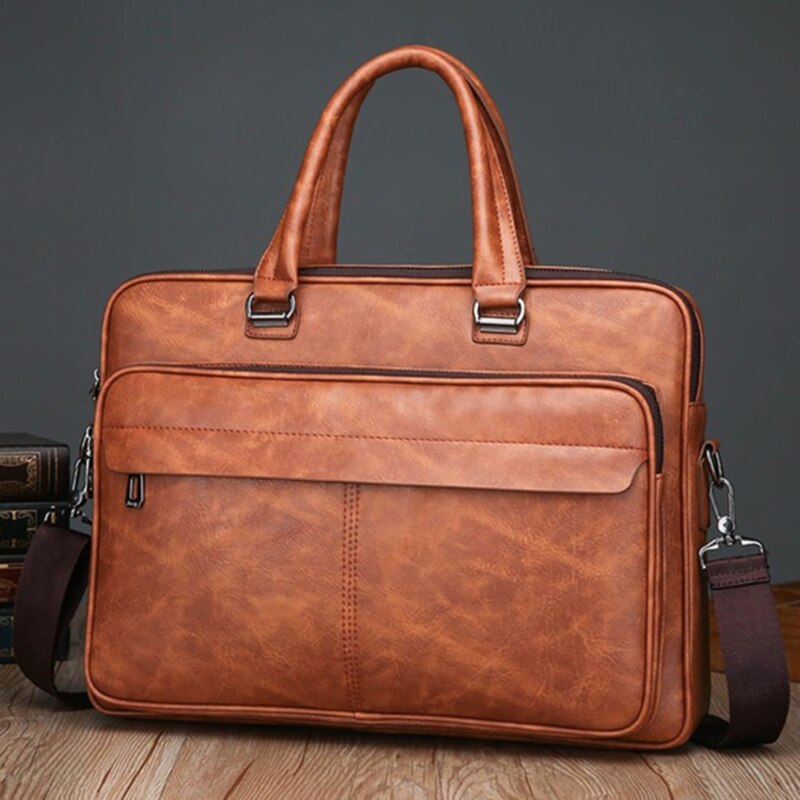 Bolso maletín de hombre de de negocios famosa de cuero bolsas de mensajero de hombro bolso de oficina portátil