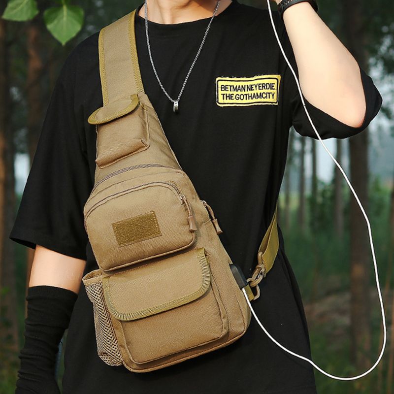 Heren schoudertas nylon borst schouder crossbody multifunctionele anti-diefstal outdoor sporttas