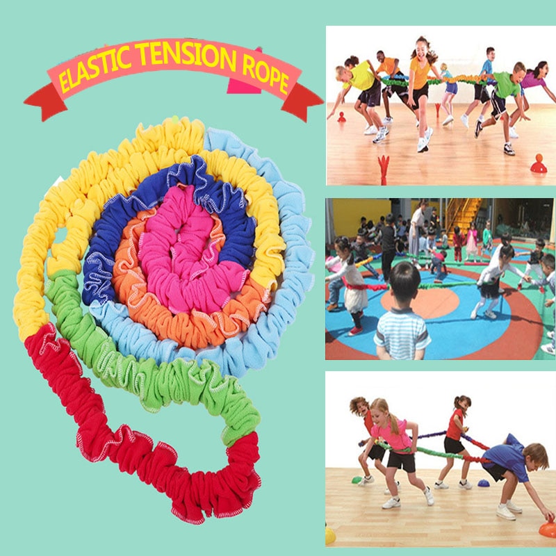 Team Cooperation Work Develop Outdoor Sport Toy Elasticity Rope Circle Southeast Northwest Running Push Game Sensory Integration