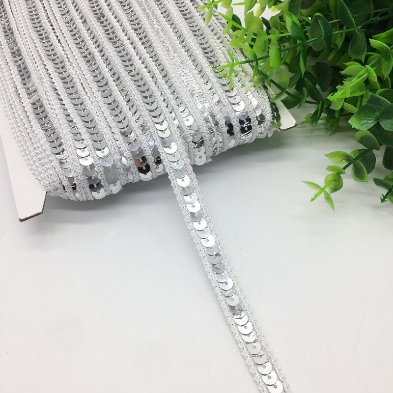 3 yards 13 mm pailletten lint kant trim pailletten stof voor jurk kleding hoofdtooi bruids naaien accessoires DIY: Blauw