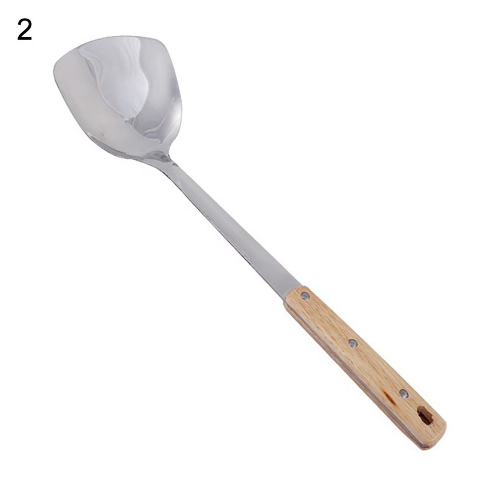 Ustensiles de cuisine en bois Uten manche en bois | En acier inoxydable, spatule pelle cuillère tourneuse de cuisine, Cocina trademsilios lame en bois, Gadgets de cuisine: 2