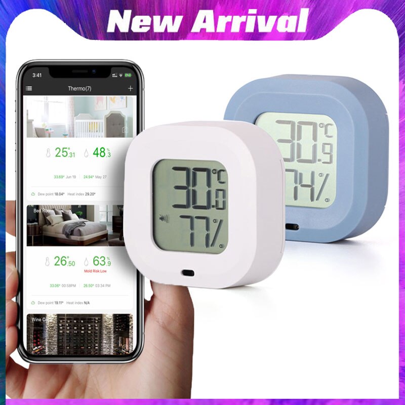 Wireless Smart Indoor Room LCD Temperature Humidity Meter Digital Thermometer Hygrometer Weather Station Alarm Clock Bluetooth