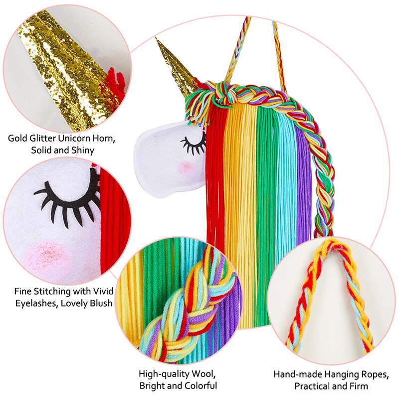 Barrettes de rangement licorne colorée, décoration pour chambre de fille, nœuds de cheveux, ceinture de rangement pour filles, pinces à cheveux, organisateur