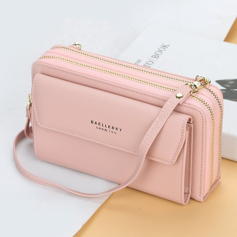 Vrouwen Lederen Portemonnee Multifunctionele Kleine Schoudertas Mobiele Telefoon Crossbody Purse Card Pakket Organizer Clutch