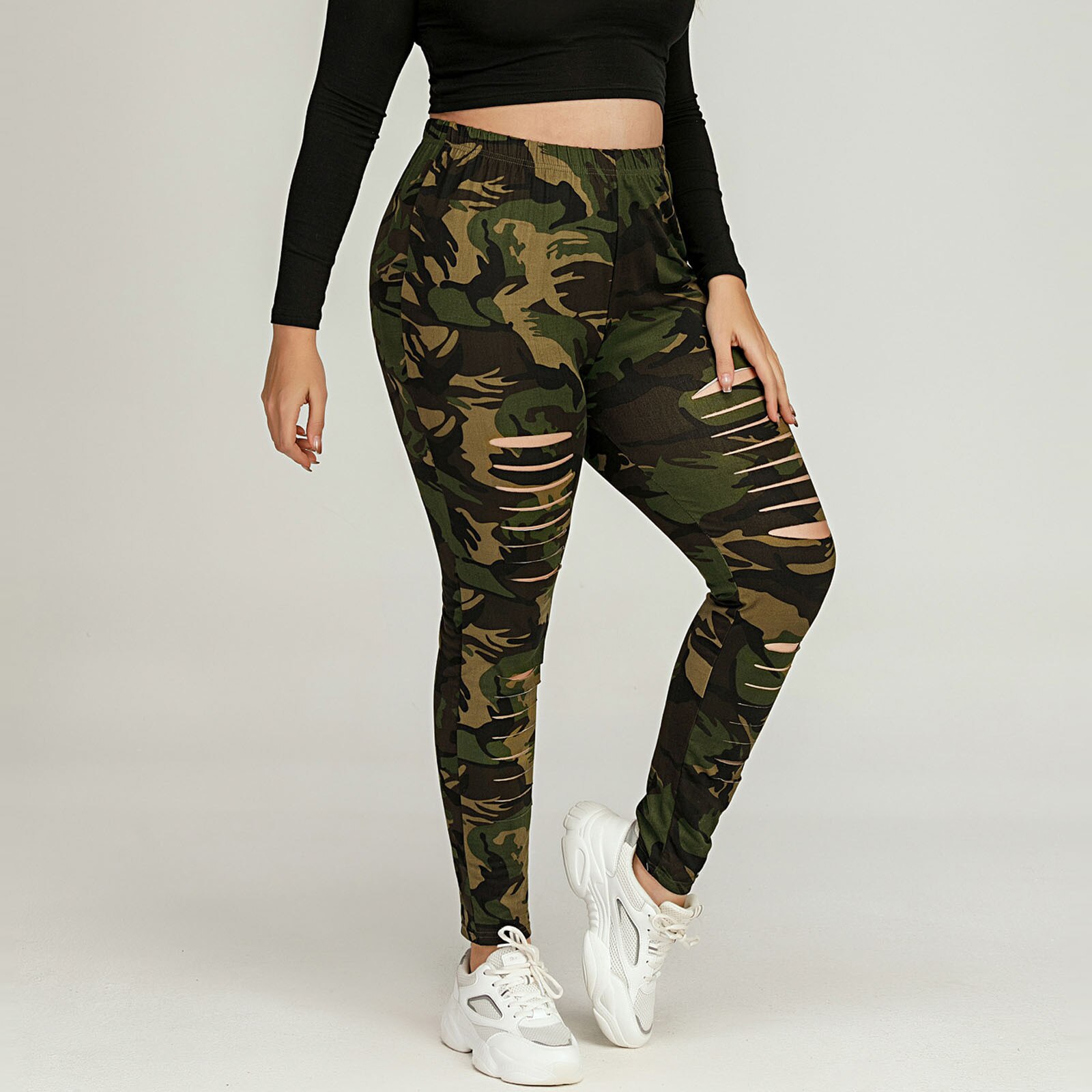 femmes Grande Taille Trou Imprimé Camouflage Legging De Sport Décontracté Yoga Style Graffiti Брюки Женские Chaude #40