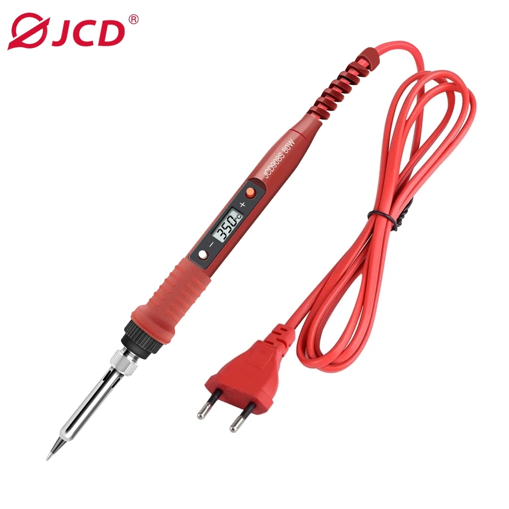 Jcd 908S 80W Elektrische Soldeerbout Met Doos Kit 220V Digitale Temperatuur Verstelbare Lassen Soldeertips Bracket Tools: Zilver / VS