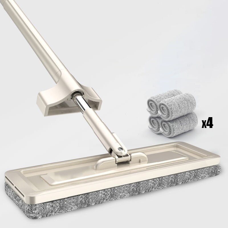 Serpillière magique autonettoyante 32cm, serpillière plate rotative en microfibre pour le lavage du sol, outil de nettoyage à domicile, accessoires de salle de bains: mop cloth-4Pcs
