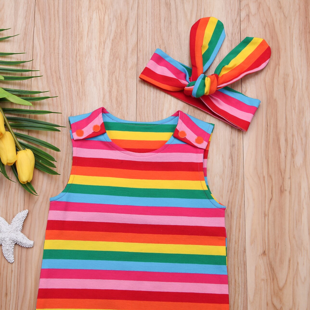 Pudcoco Neue Nette Infant Kleinkind Neugeborenen Baby Overall Romper Stirnband 2 stücke Regenbogen Ärmel Bunte Outfits
