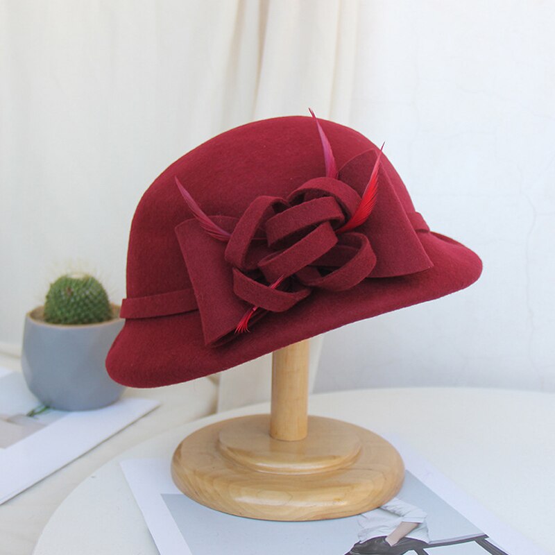 FS Chapeau Fedora en laine avec voile Femme | À la , Chapeau Floral, casquette élégante Femme, chapeaux d'église en feutre, Chapeau rouge noir Femme chapeaux d'église: Wine Red