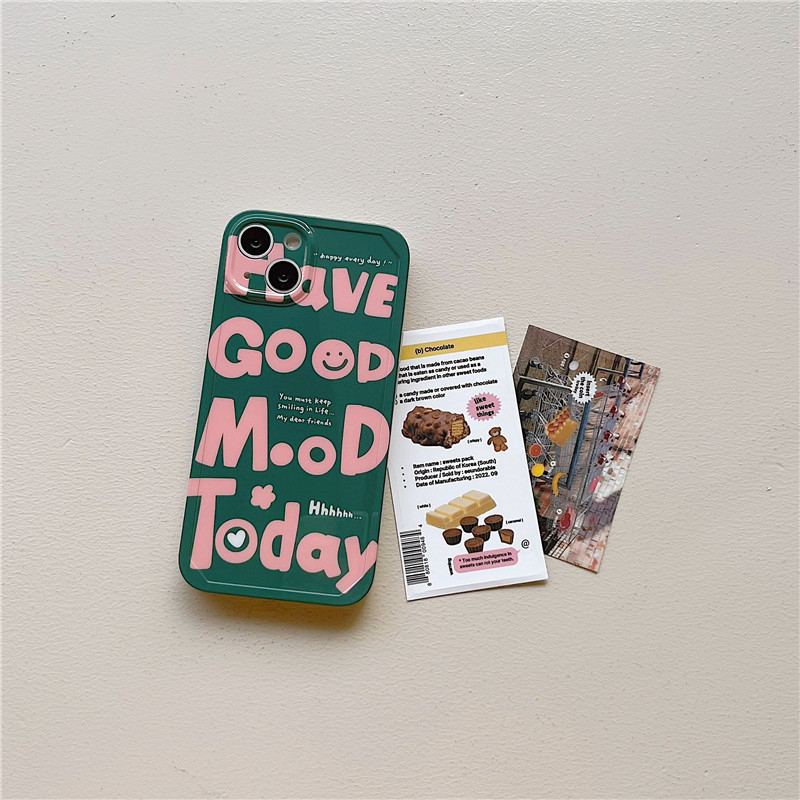 Funda de teléfono con letras en inglés para IPhone, carcasa a prueba de golpes, estilo Simple, Rosa, Verde, 14, 12, 13, 11 Pro, Pro Max Plus, X, XR, Xsmax