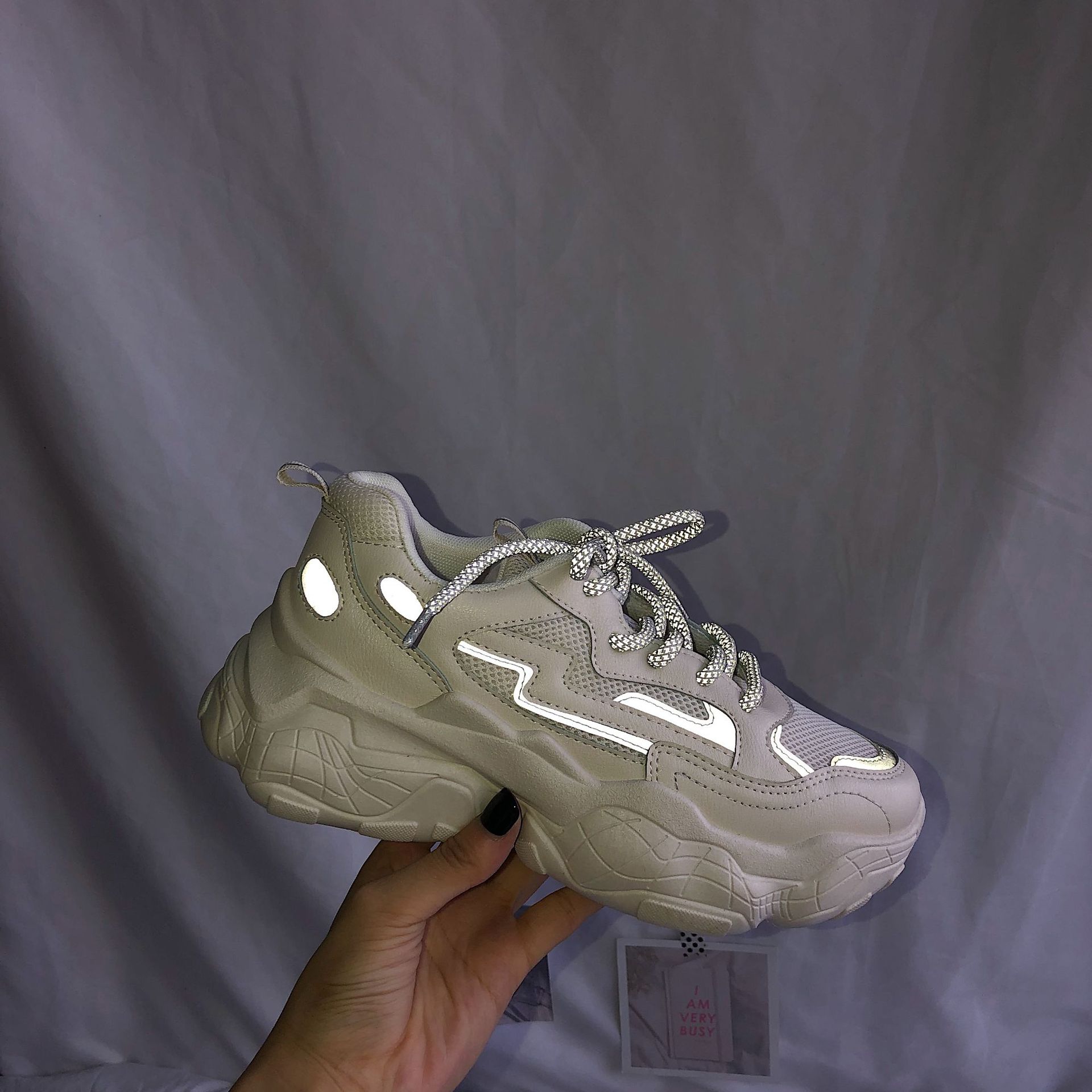 Baskets réfléchissantes femmes maille respirant plate-forme talons compensés chaussures à lacets vulcaniser chaussures femme sport chaussures plates papa chaussures