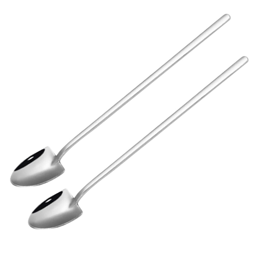 Anti-Rust Stainless Steel Iron Shovel Spoon Coffee Ice Cream Spoon Engineering Shovel Retro Square Head Spoon Kitchen Gadget: Long Handle Round