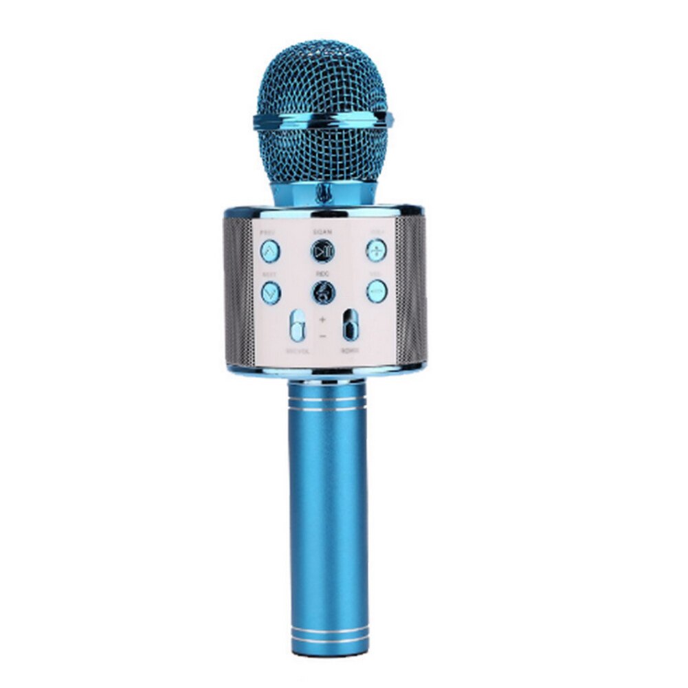 Draagbare Bluetooth Karaoke Microfoon Led Studio Record Draadloze Microfoon Luidspreker Voor Muziek Zingen Voor Huishoudelijke Karaoke: Blue