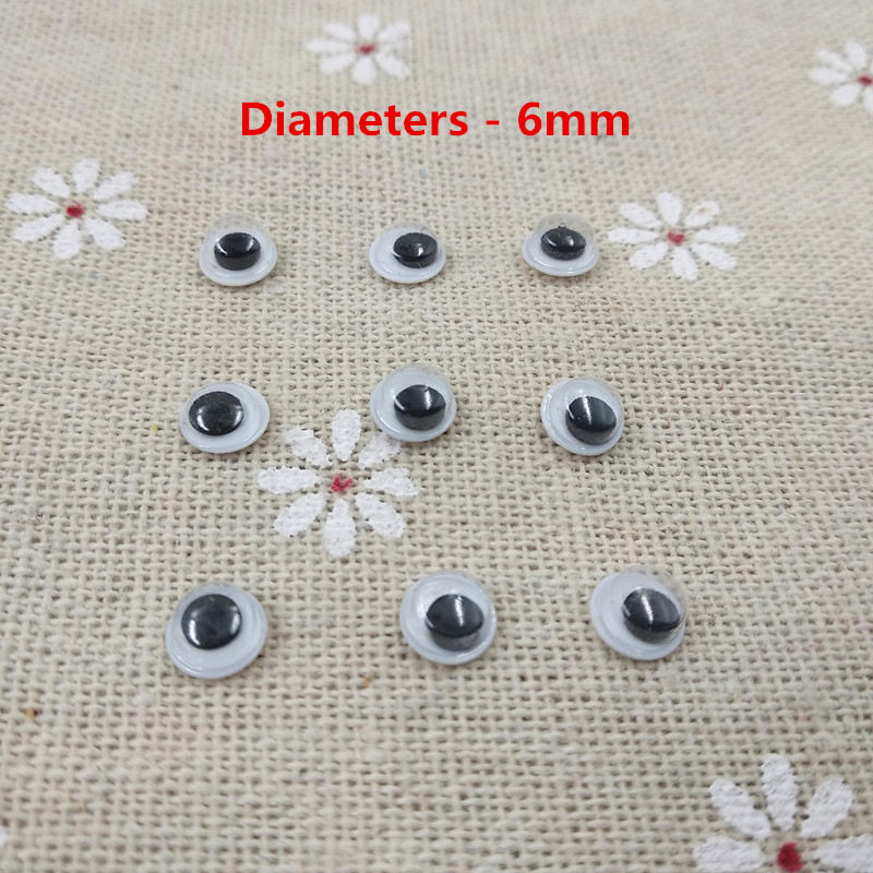 500pcs/lot Googly Eyes Stems Pompom Mixed Self-adhesive Eyes Glue On DIY For Toys Dolls Wiggly Eyeballs Scrapbooking Accessor: 6mm 500pcs