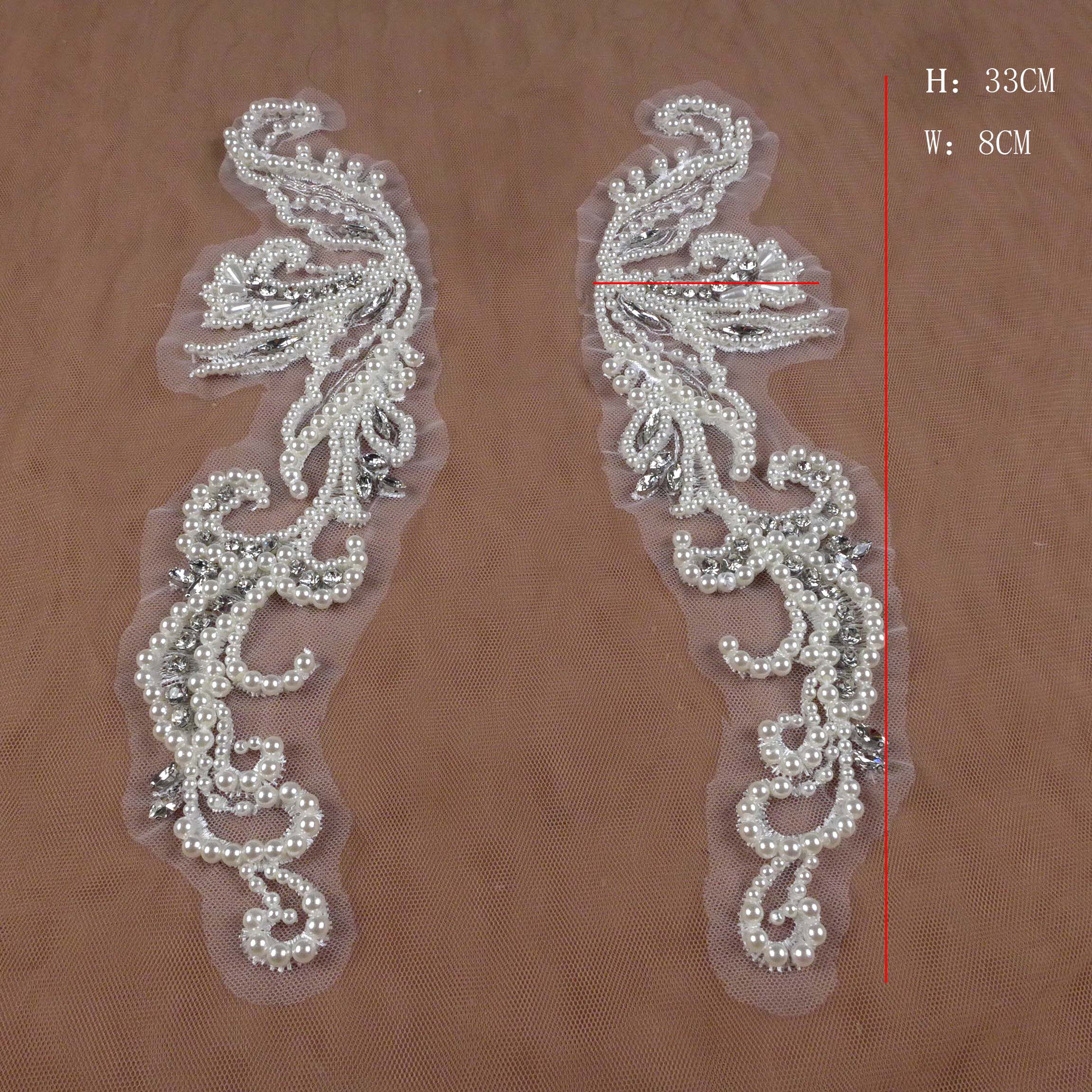 La Belleza Zilver/Off Witte Handgemaakte Kralen Applicaties 37*11 Cm Door Pair: Styl-B