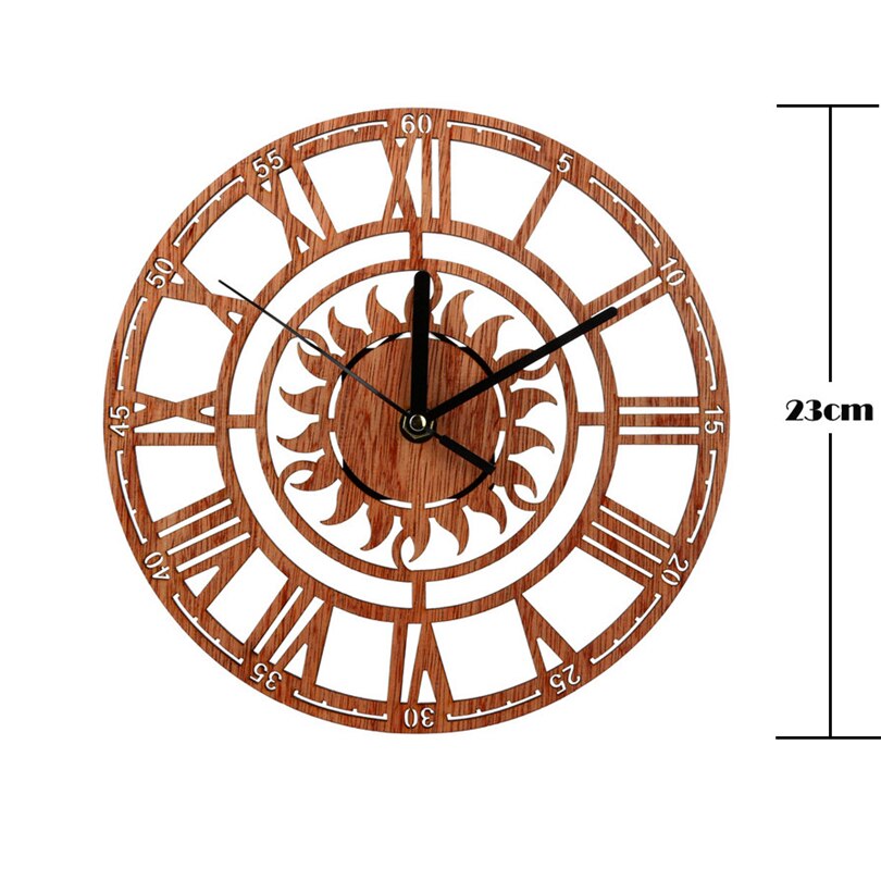 Silent Antique Wood Wall Clock 3D Retro Luxury Art... – Grandado