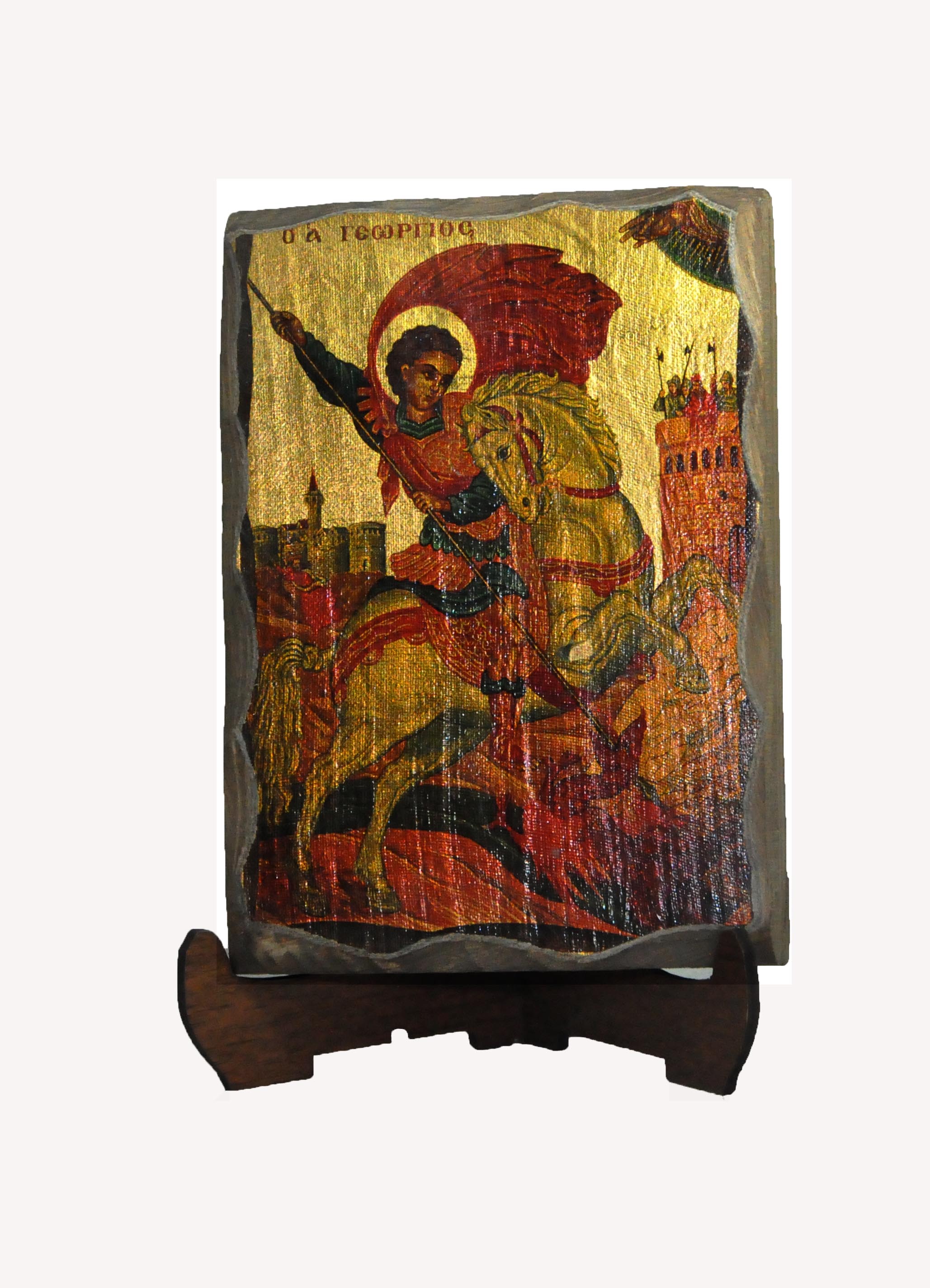 St George Orthodoxe Replica Byzantium Pictogrammen Kerken Woondecoratie Accessoires Noel Christmas Yule Houten Gold Leafs Undefined: ST GEORGE 7 X 11 CM