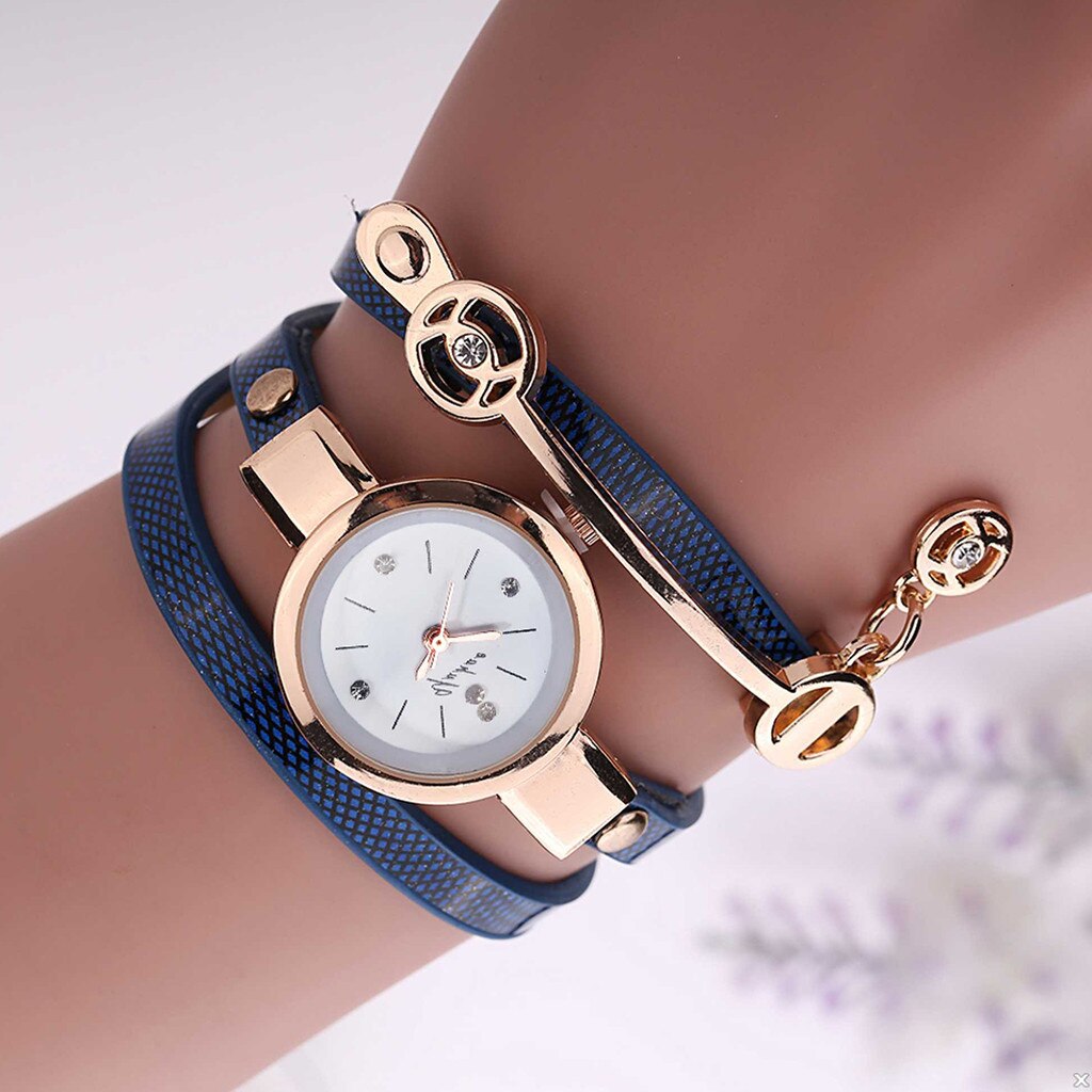 Vrouwen Creatieve Metalen Polsband Horloge Retro Analoge Lichtmetalen Quartz Horloge En Armband Set Vrouwen Waterdichte Horloges: Blue