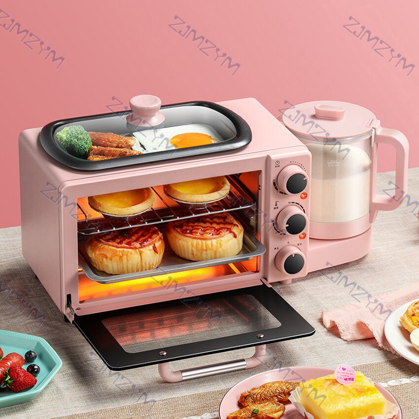7.8L Electric Breakfast Machine Multifunctional Oven Mini Bread Sandwich Toaster Frying Pan Electric Kettle Boiler with Timer