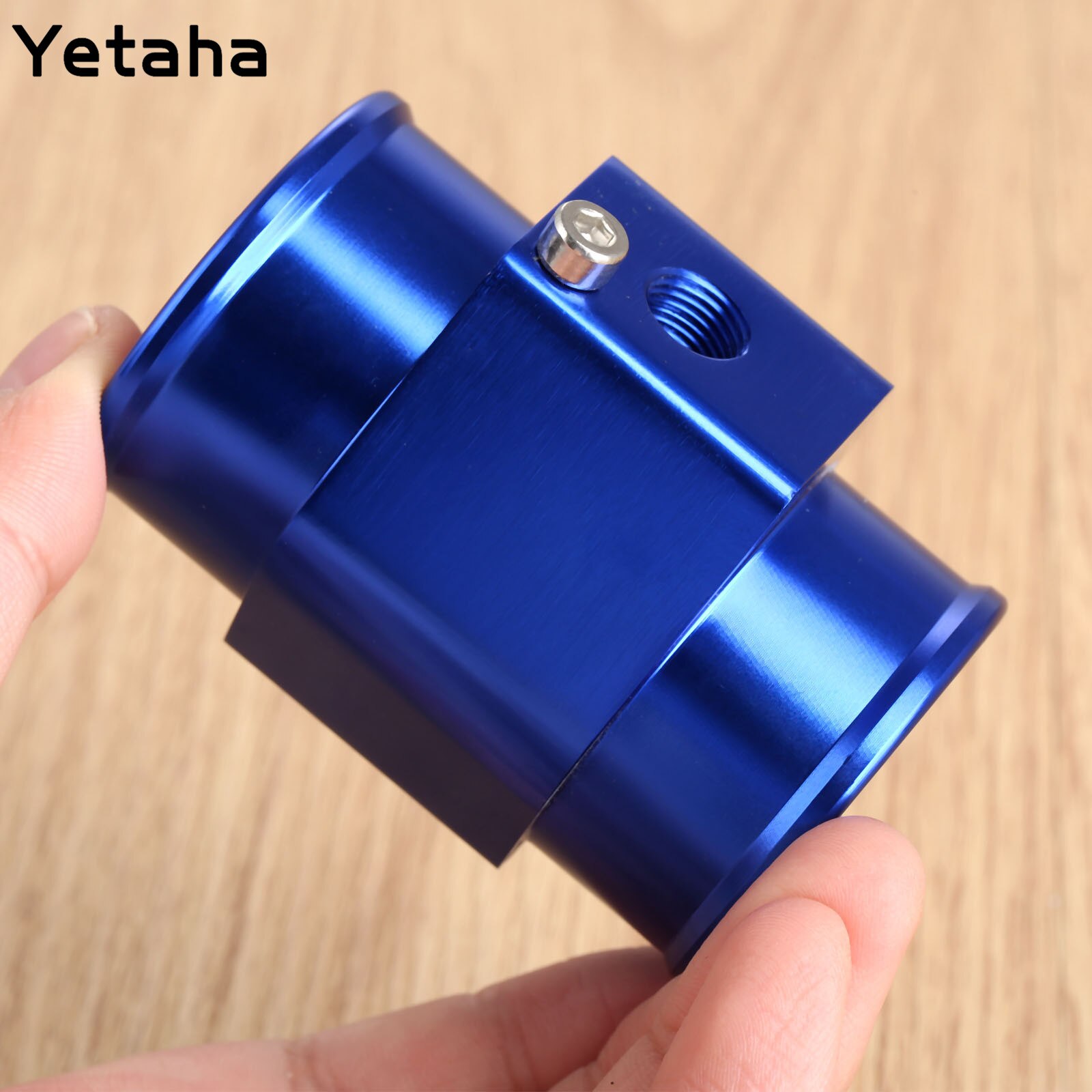 40mm Blue Auto Car Water Temperature Sensor Water Temp Joint Pipe Hose Adapter Water Temp Gauge Meter Aluminium With Clamps