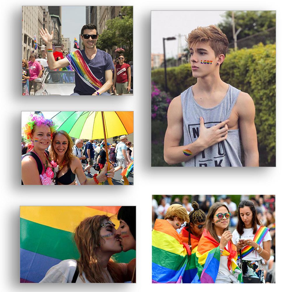 Waterproof Rainbow Flag Sticker Festival Party Favors Supplies Decorations Gay Love Rainbow Pride Flag Stickers Ribbon Parades